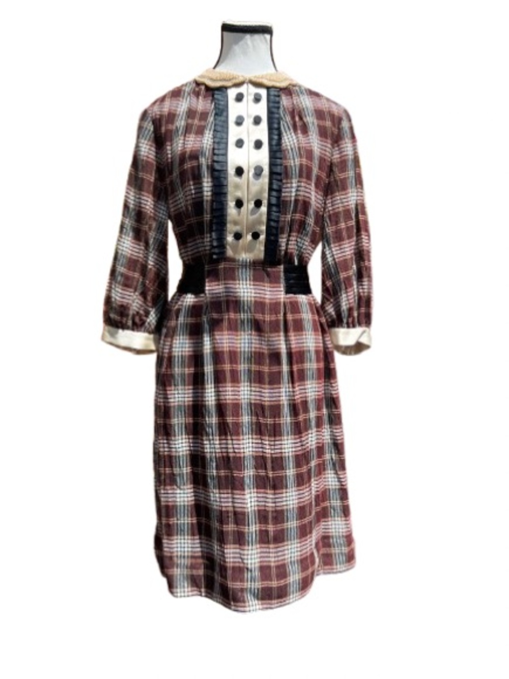 3.1 Phillip Lim Plaid Wool Midi Dress Sz 6 Brown Designer Dark Academia Heritage